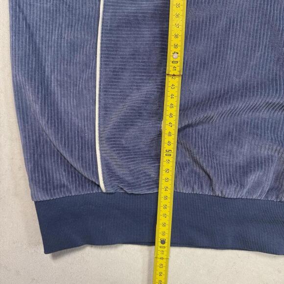 Urban Outfitters Blue Corduroy Long Sleeve Polo Shirt Retro Vertical Stripe Sz M - Picture 9 of 10